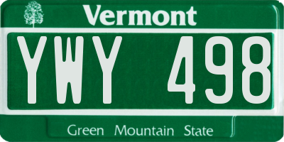 VT license plate YWY498