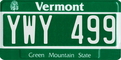 VT license plate YWY499