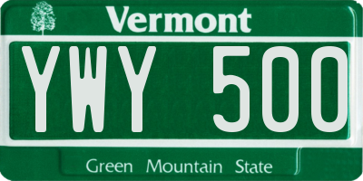 VT license plate YWY500