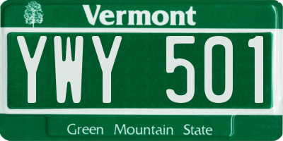 VT license plate YWY501