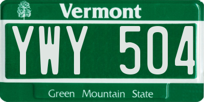 VT license plate YWY504