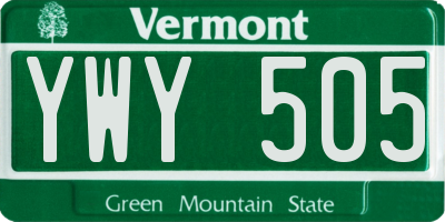 VT license plate YWY505