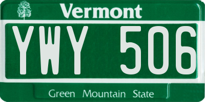 VT license plate YWY506