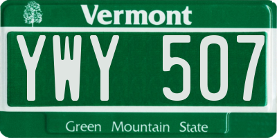 VT license plate YWY507