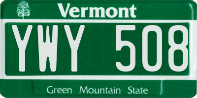 VT license plate YWY508