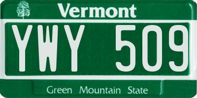 VT license plate YWY509