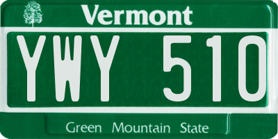 VT license plate YWY510