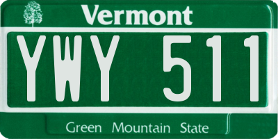 VT license plate YWY511