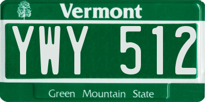 VT license plate YWY512