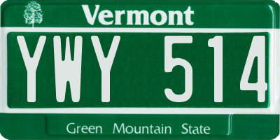 VT license plate YWY514