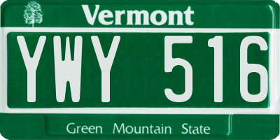 VT license plate YWY516