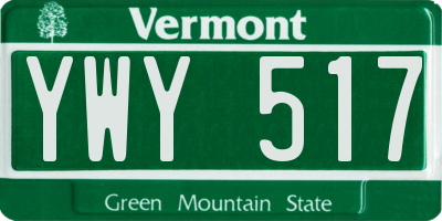 VT license plate YWY517