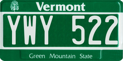 VT license plate YWY522