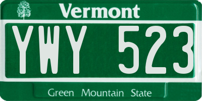 VT license plate YWY523