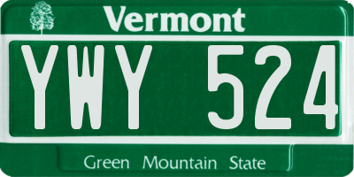 VT license plate YWY524