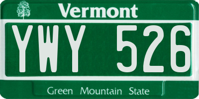 VT license plate YWY526