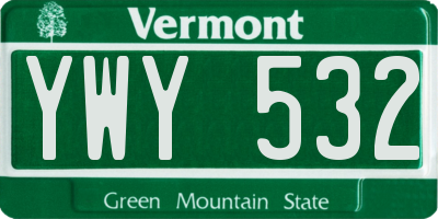 VT license plate YWY532