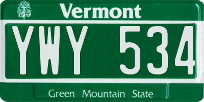 VT license plate YWY534