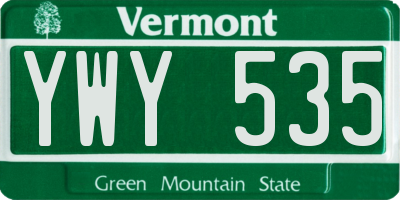 VT license plate YWY535