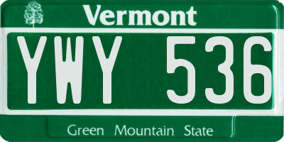 VT license plate YWY536