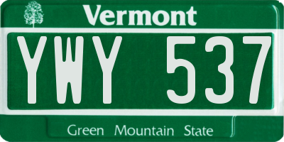 VT license plate YWY537