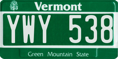 VT license plate YWY538