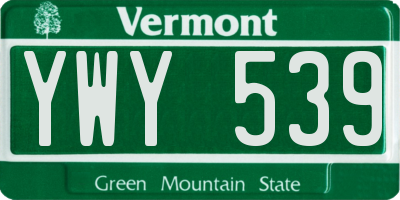 VT license plate YWY539
