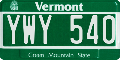 VT license plate YWY540
