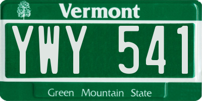 VT license plate YWY541