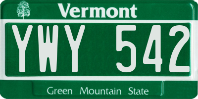 VT license plate YWY542