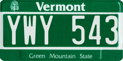 VT license plate YWY543