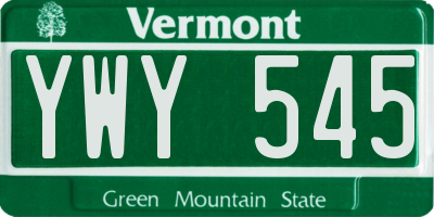 VT license plate YWY545