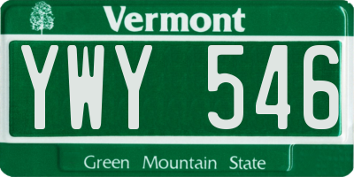 VT license plate YWY546