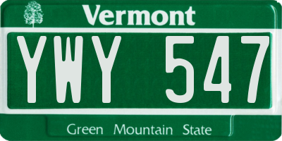 VT license plate YWY547