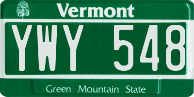 VT license plate YWY548
