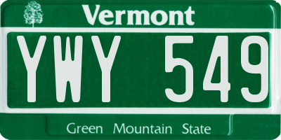 VT license plate YWY549
