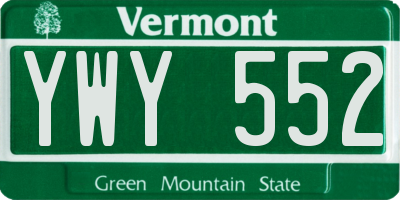 VT license plate YWY552