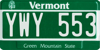 VT license plate YWY553