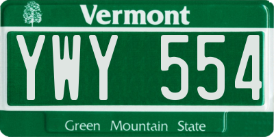 VT license plate YWY554