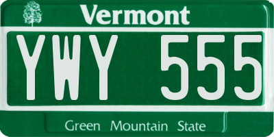 VT license plate YWY555