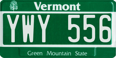 VT license plate YWY556