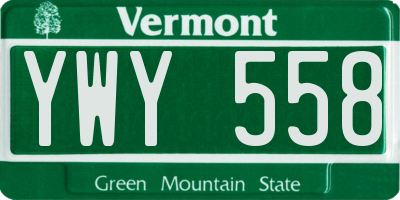 VT license plate YWY558