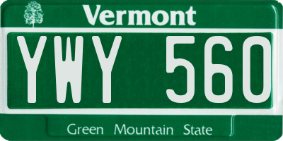 VT license plate YWY560