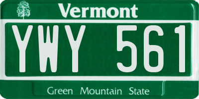 VT license plate YWY561