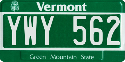 VT license plate YWY562