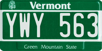 VT license plate YWY563