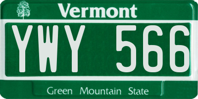 VT license plate YWY566
