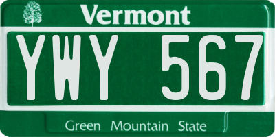 VT license plate YWY567