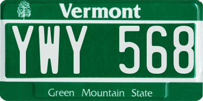 VT license plate YWY568