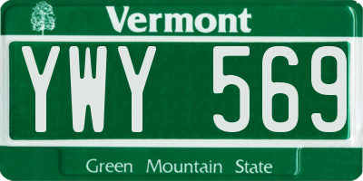 VT license plate YWY569